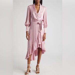 Zimmermann Asymmetric ruffled silk-satin midi wrap dress/Event&Wedding/ Gown